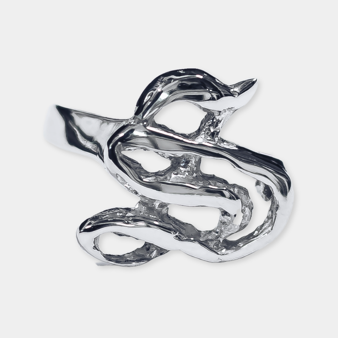 Initial 'Gothic' Letter "S" Ring - 925 Sterling Silver - Customisable