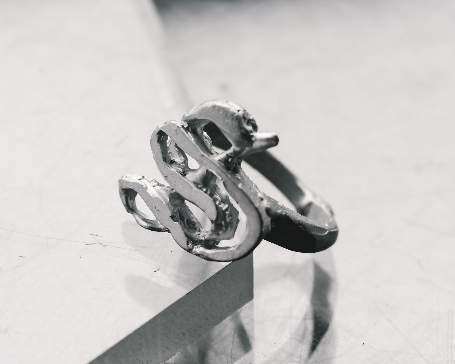 Initial 'Gothic' Letter "S" Ring - 925 Sterling Silver - Customisable