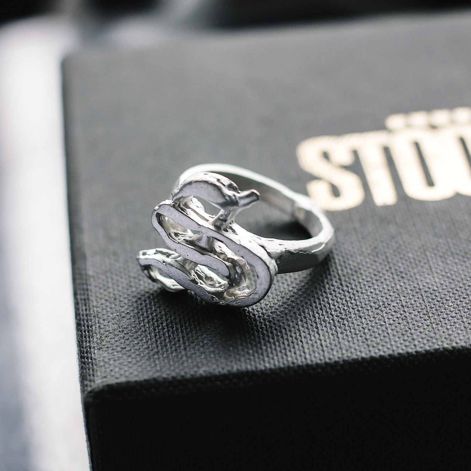 Initial 'Gothic' Letter "S" Ring - 925 Sterling Silver - Customisable