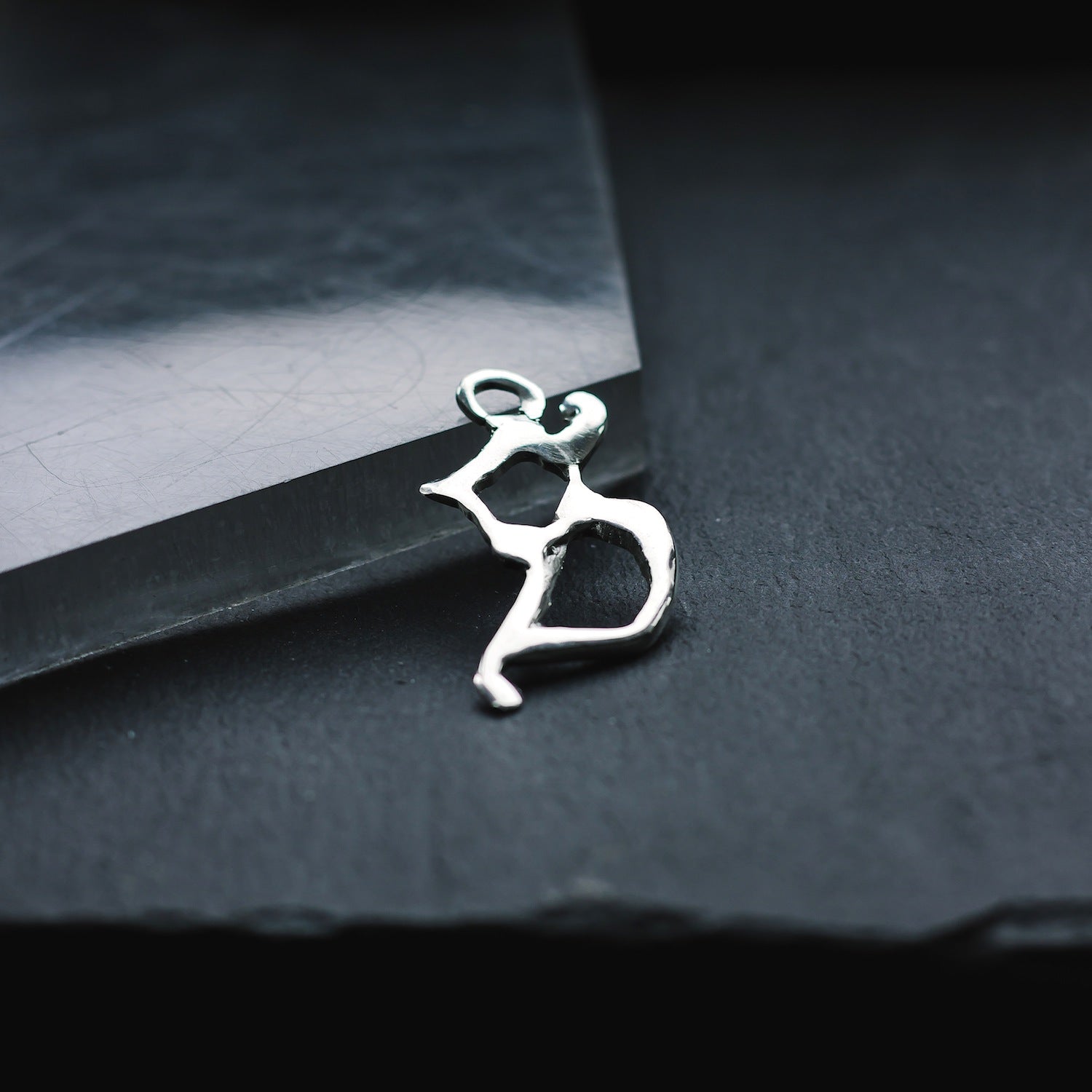 Initial 'Medieval' Letter "S" Charm Necklace - 925 Sterling Silver - Medium - Customisable Pendant