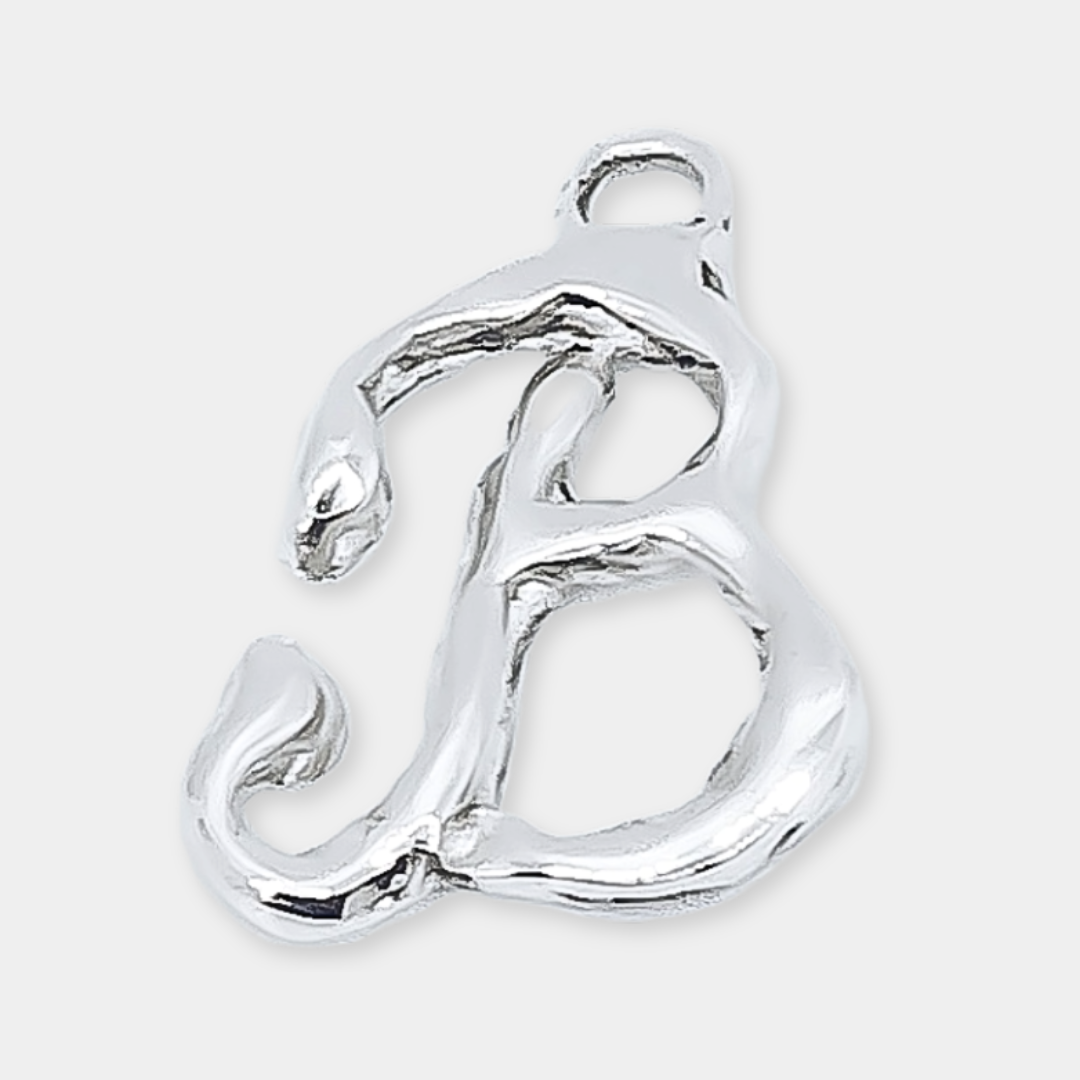 Initial 'Timeless' Letter "B" Charm - 925 Sterling Silver - Small - Customisable Pendant