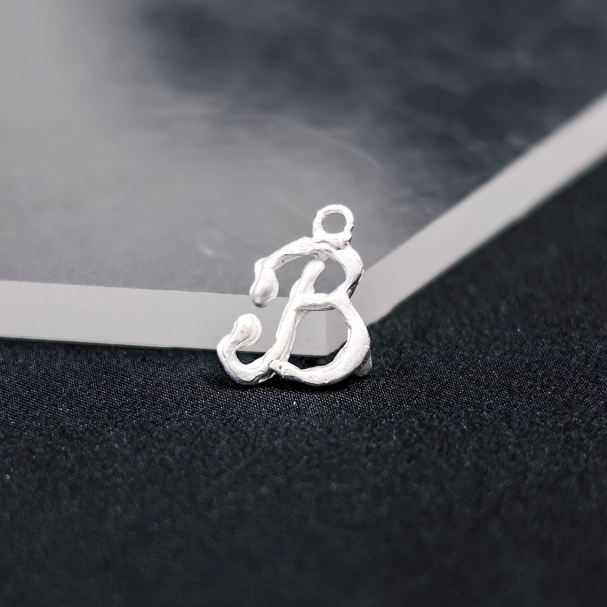 Initial 'Timeless' Letter "B" Charm - 925 Sterling Silver - Small - Customisable Pendant