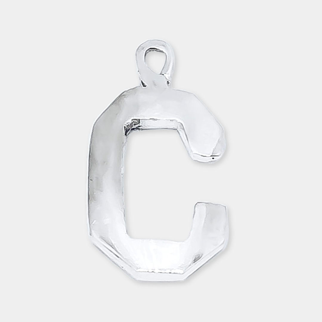 Initial 'Varsity' Letter "C" Charm Necklace - 925 Sterling Silver - Small - Customisable Pendant