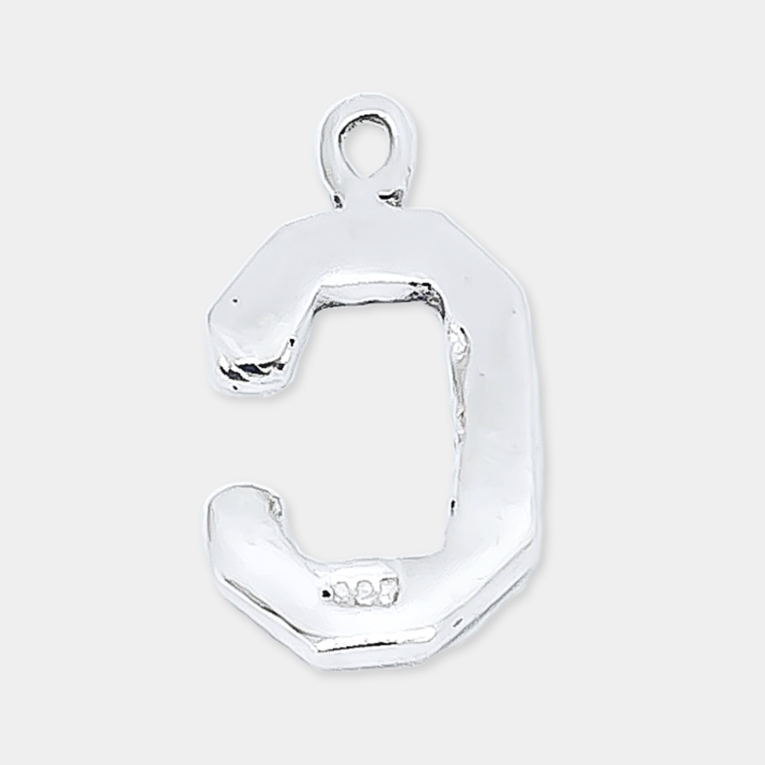 Initial 'Varsity' Letter "C" Charm Necklace - 925 Sterling Silver - Small - Customisable Pendant