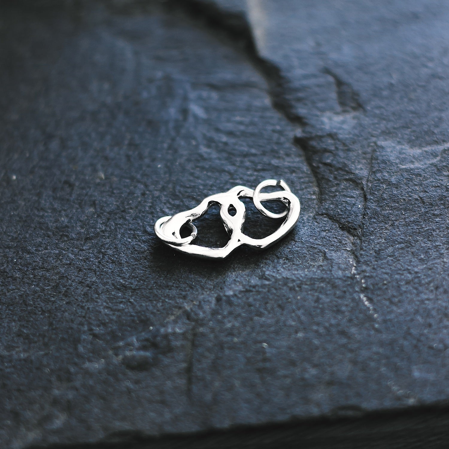 Interlocking Hearts Charm - 925 Sterling Silver - Small Pendant