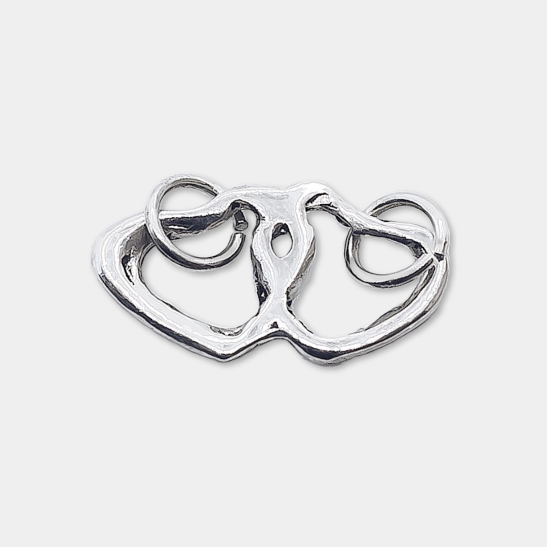 Interlocking Hearts Charm - 925 Sterling Silver - Small Pendant