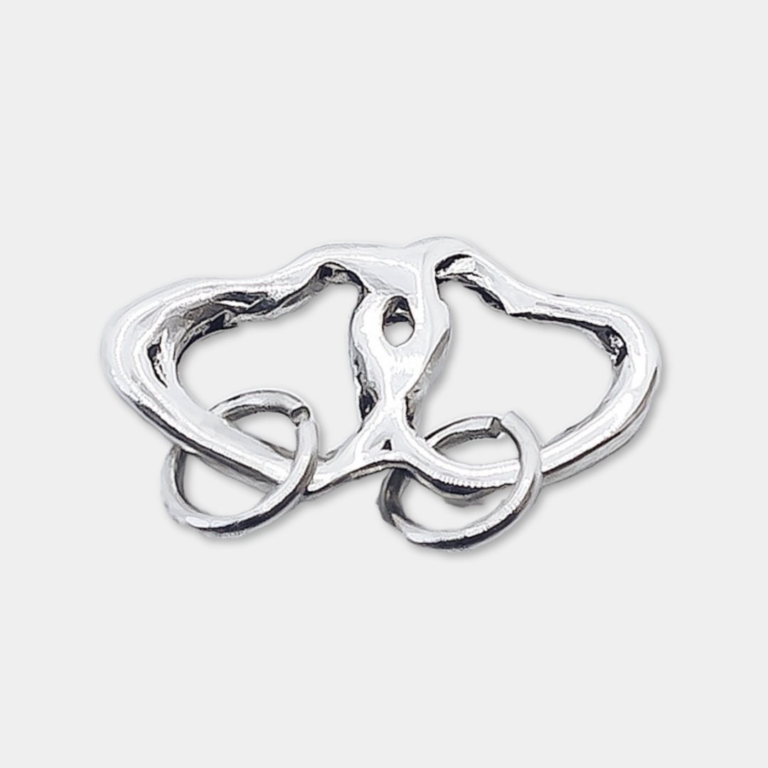 Interlocking Hearts Charm - 925 Sterling Silver - Small Pendant