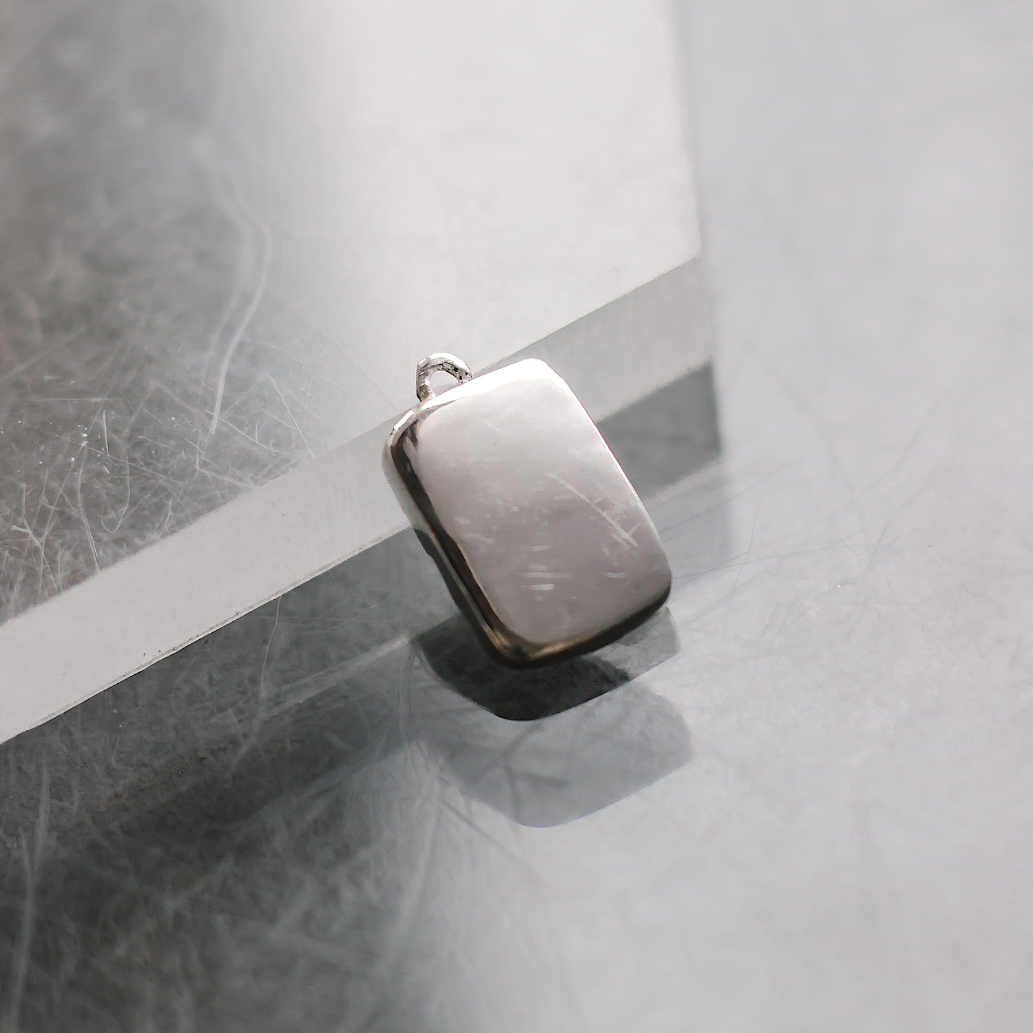 Initial Letter Engraved Customisable Rectangle Charm Sterling Silver