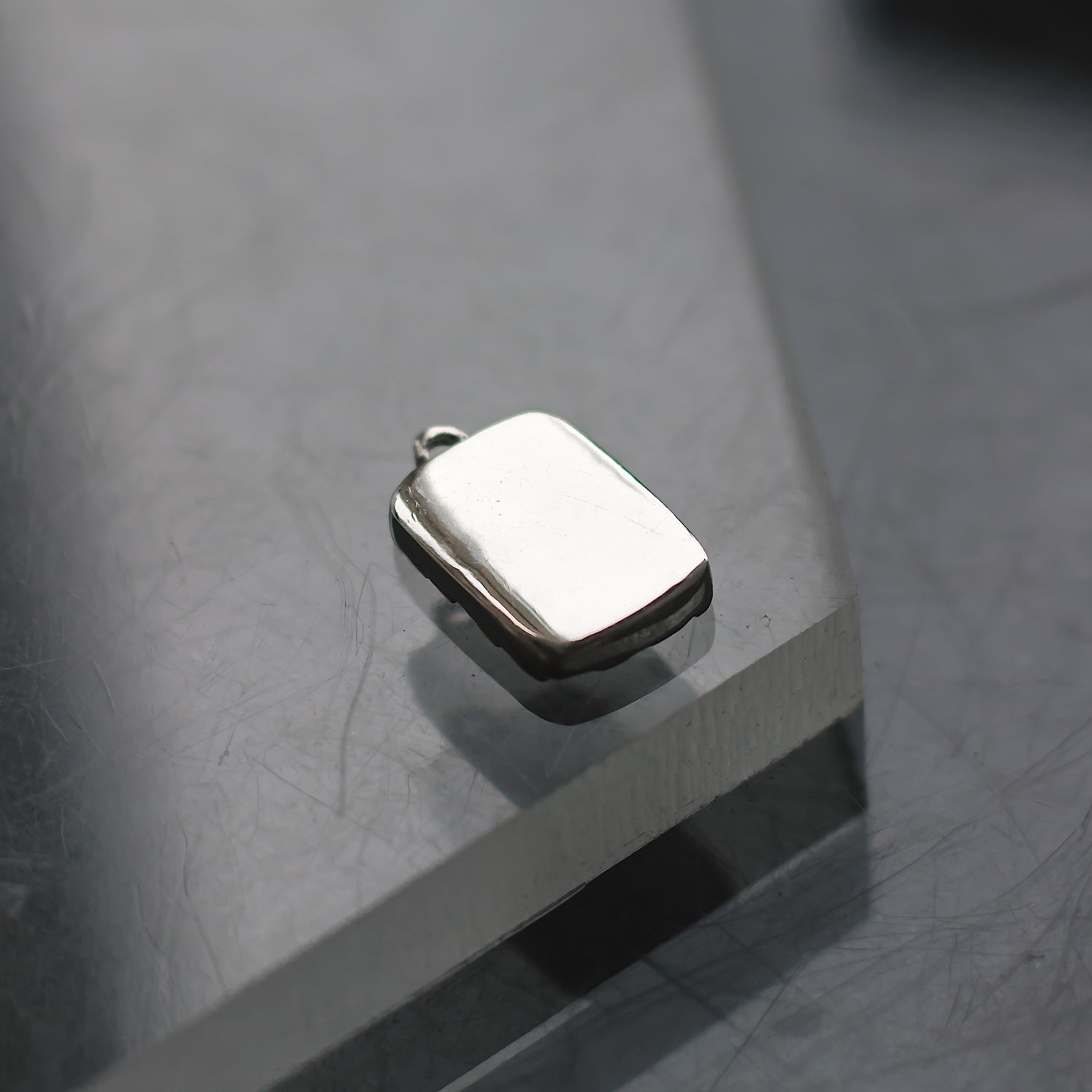 Initial Letter Engraved Customisable Rectangle Charm Sterling Silver
