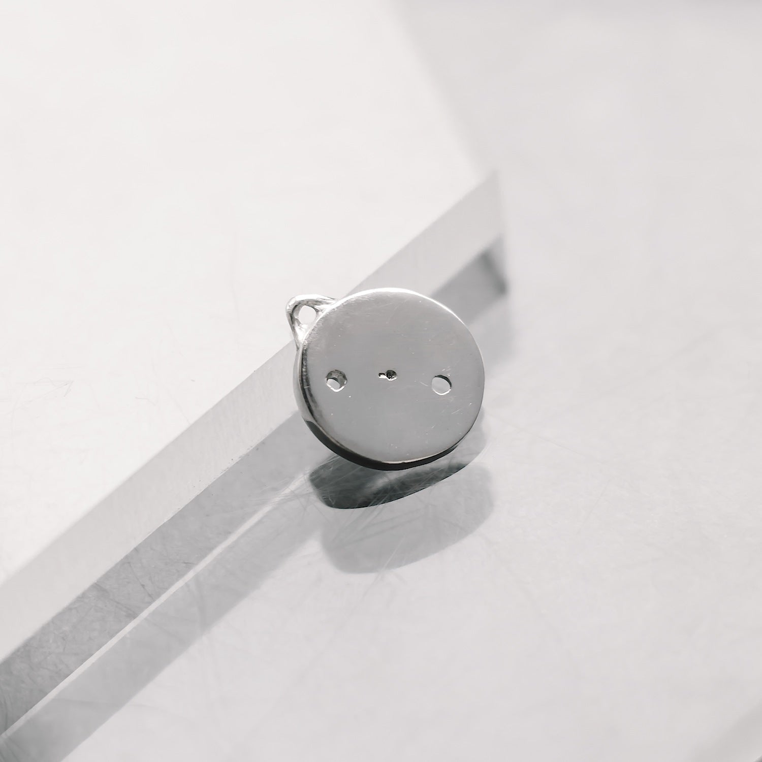 Initial Letter Engraved Two Gemstones Customisable Circle Charm Sterling Silver