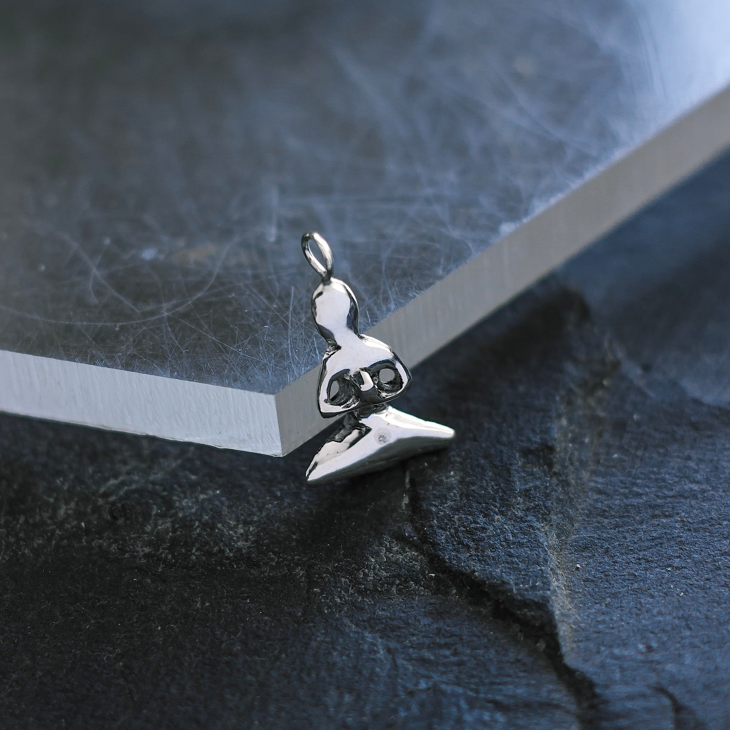 Meditating Figure Charm - 925 Sterling Silver - Small Pendant