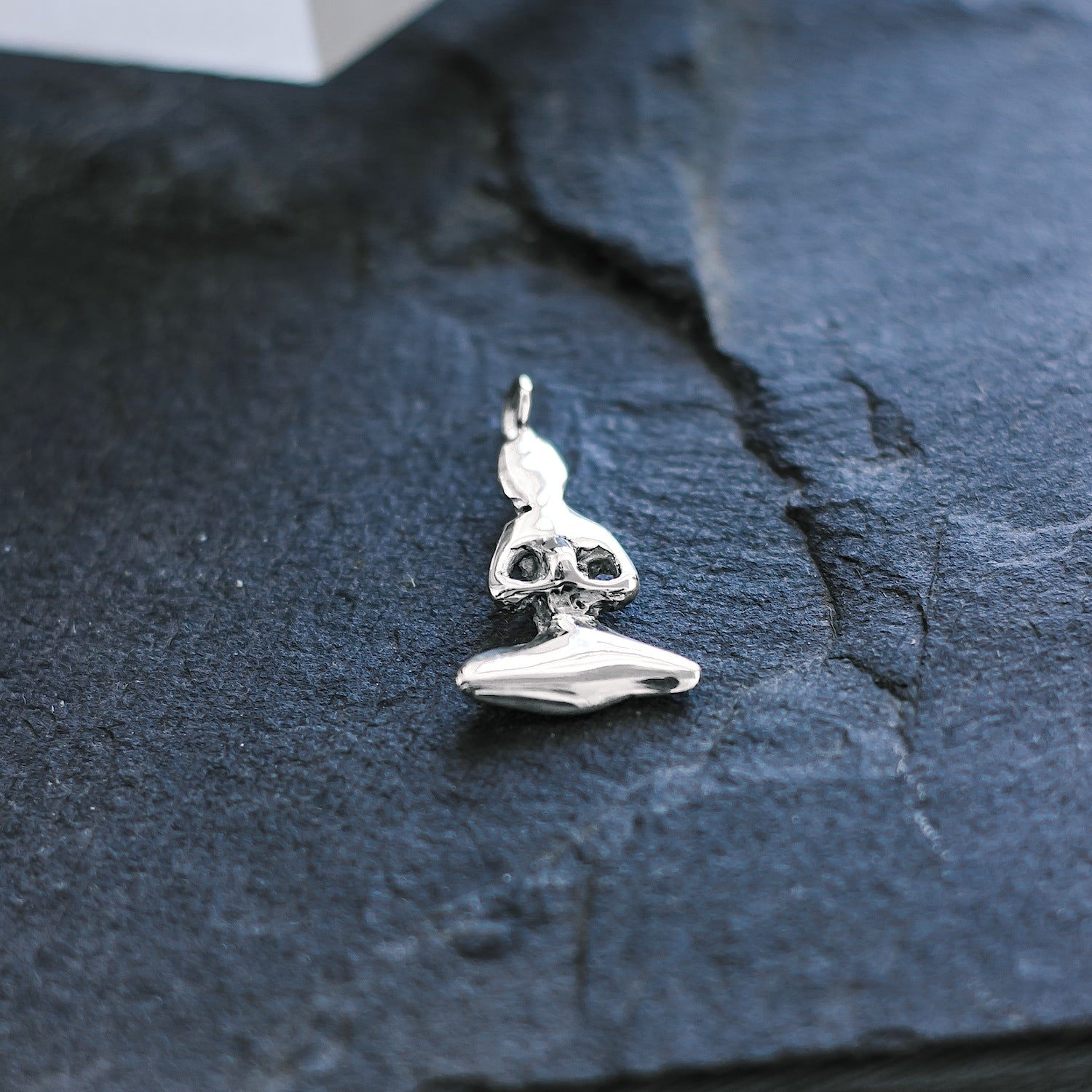 Meditating Figure Charm - 925 Sterling Silver - Small Pendant