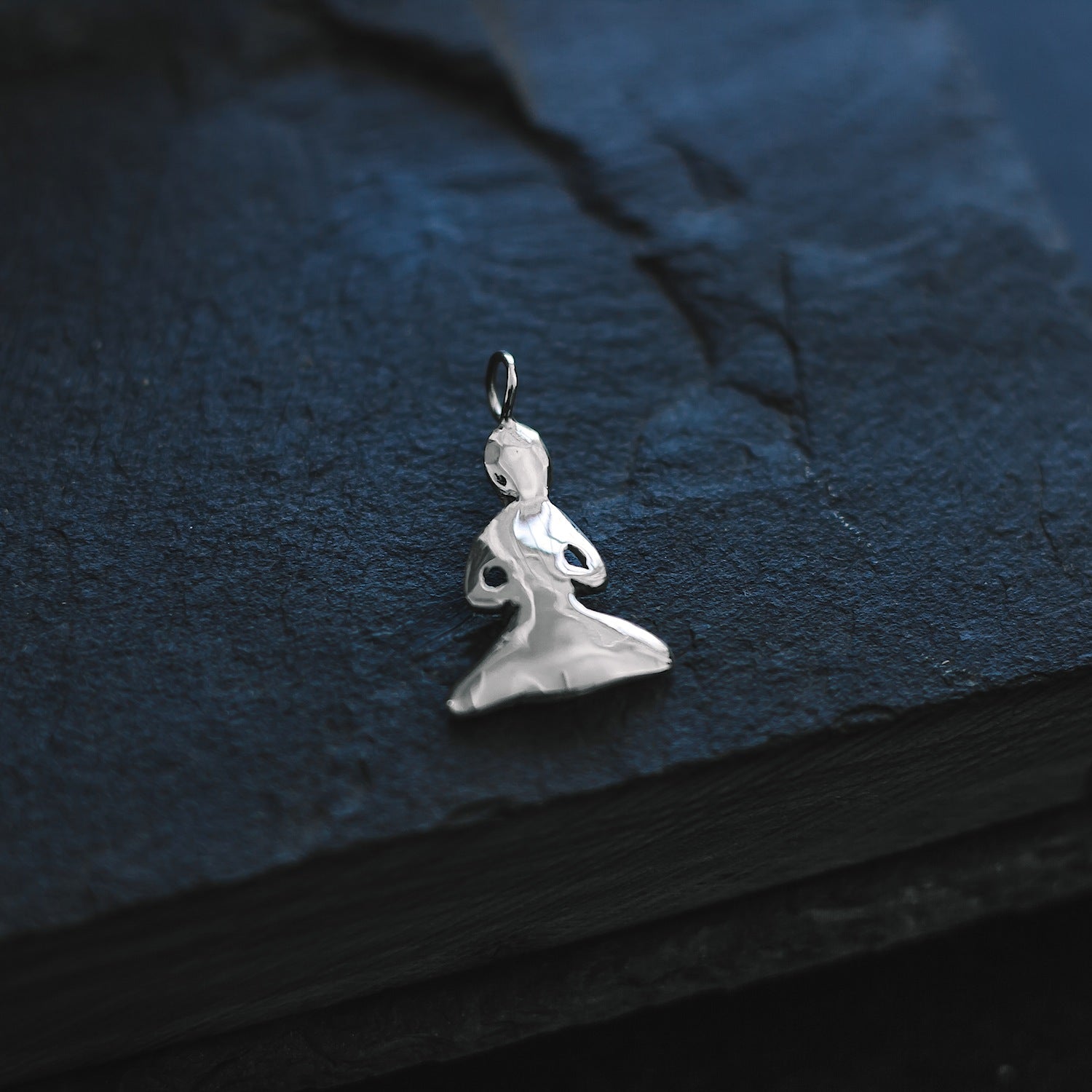 Meditating Figure Charm - 925 Sterling Silver - Small Pendant