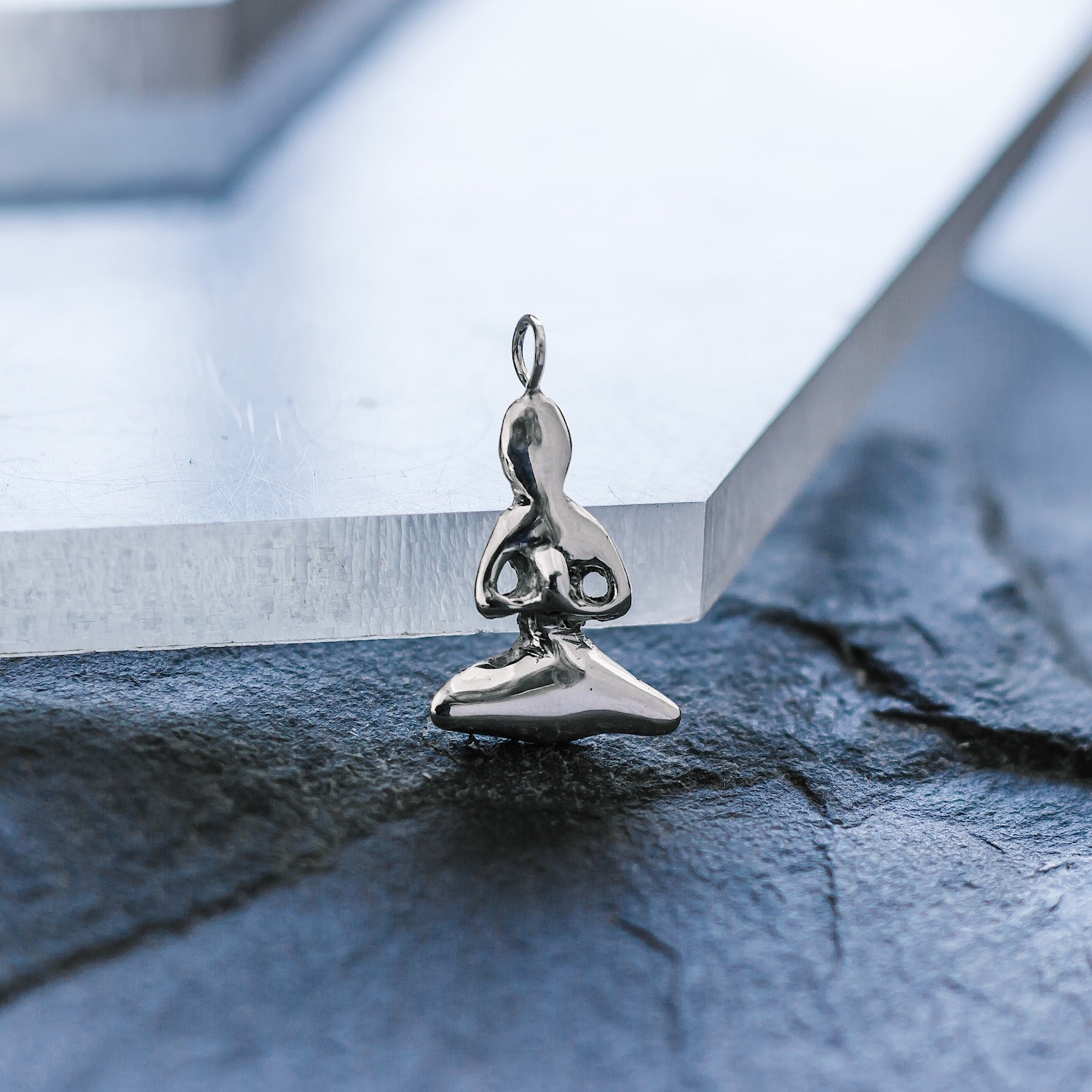 Meditating Figure Charm - 925 Sterling Silver - Small Pendant