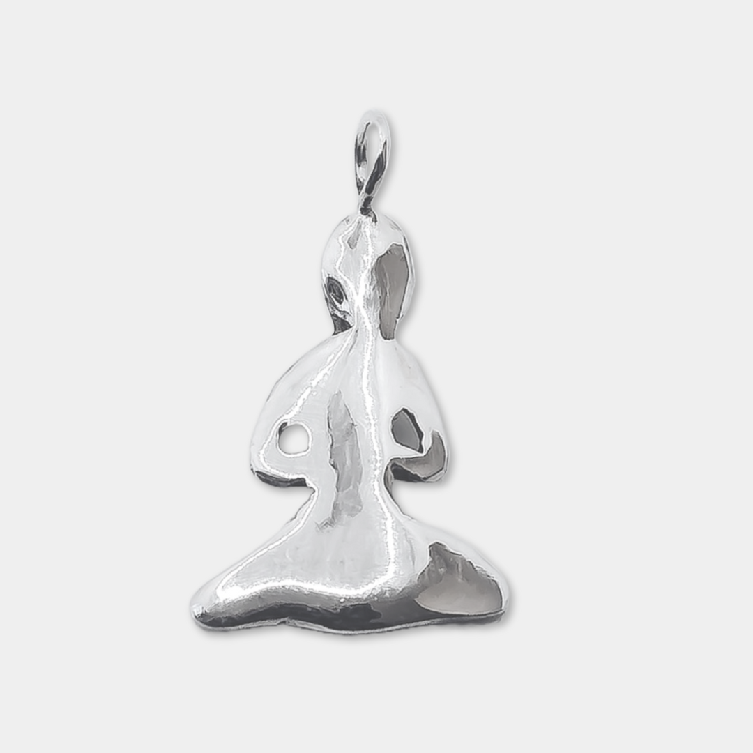 Meditating Figure Charm - 925 Sterling Silver - Small Pendant