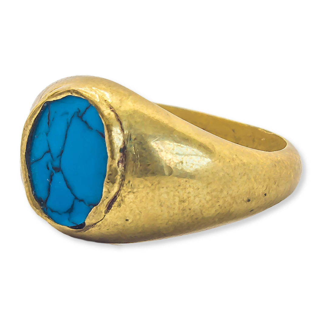 Quoise Sovereign Blue Gemstone Ring - 22k Gold Plated