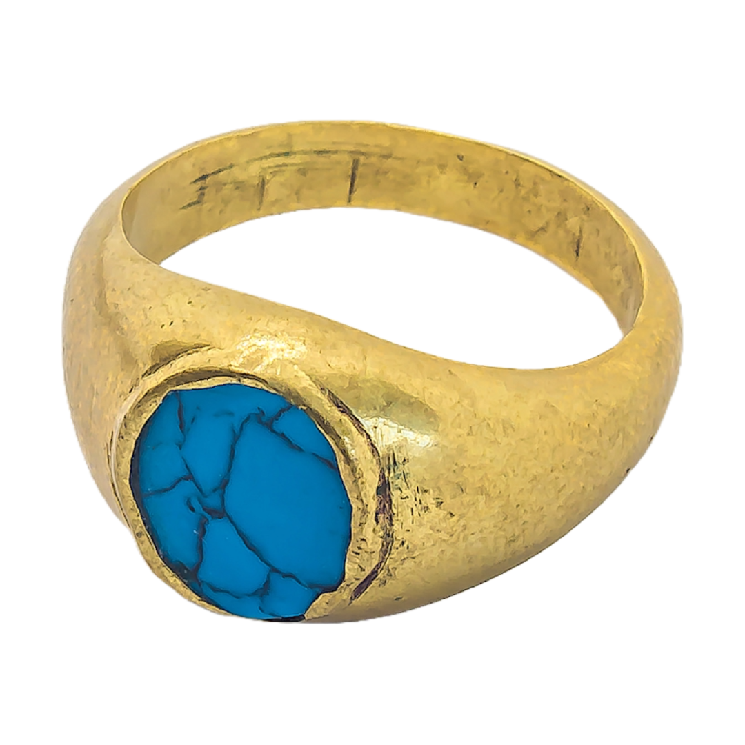 Quoise Sovereign Blue Gemstone Ring - 22k Gold Plated