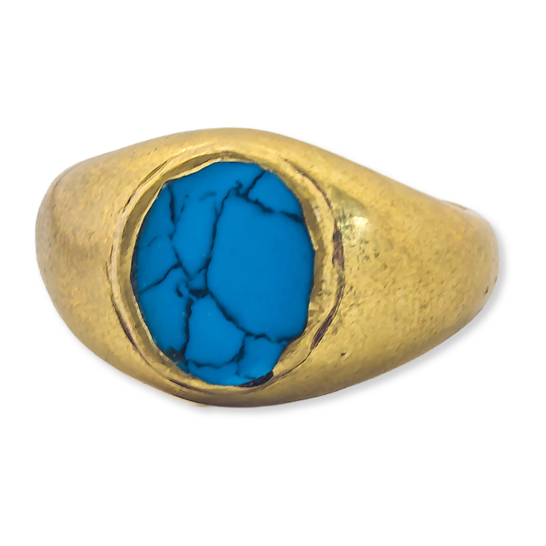 Quoise Sovereign Blue Gemstone Ring - 22k Gold Plated