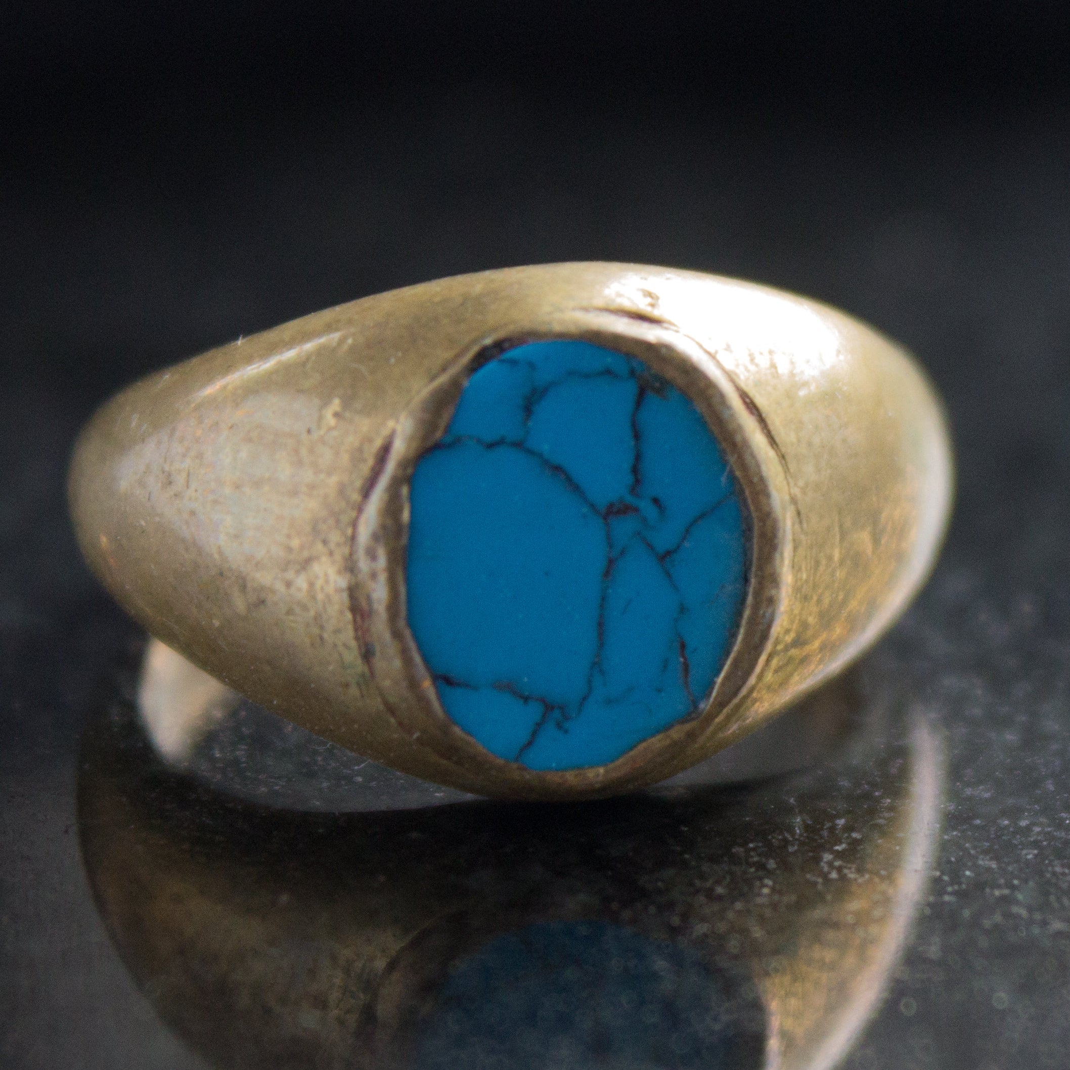 Quoise Turquoise Gemstone Ring – Handcrafted - 22k Gold Plated