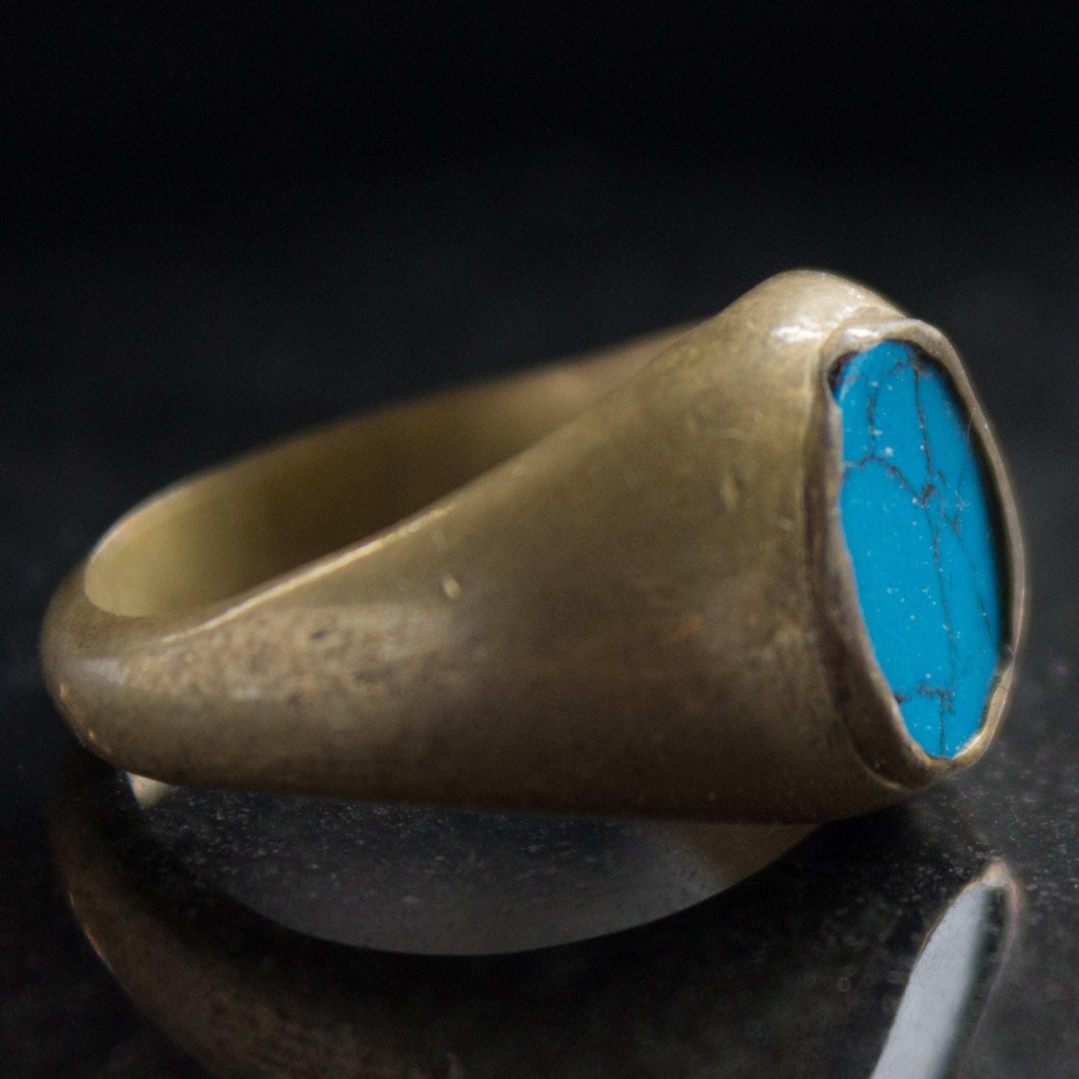 Quoise Turquoise Gemstone Ring – Handcrafted - 22k Gold Plated