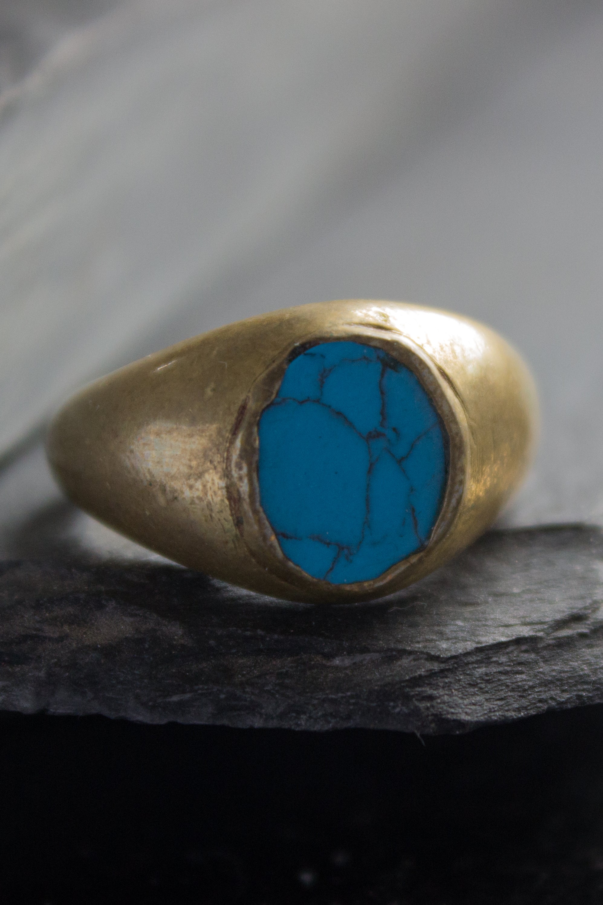 Quoise Turquoise Gemstone Ring – Handcrafted - 22k Gold Plated