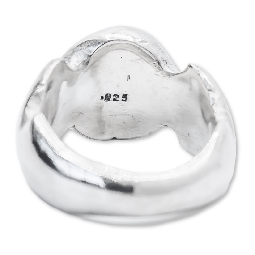 Shamrock Four Leaf Clover Signet Ring - 925 Sterling Silver - Handcrafted