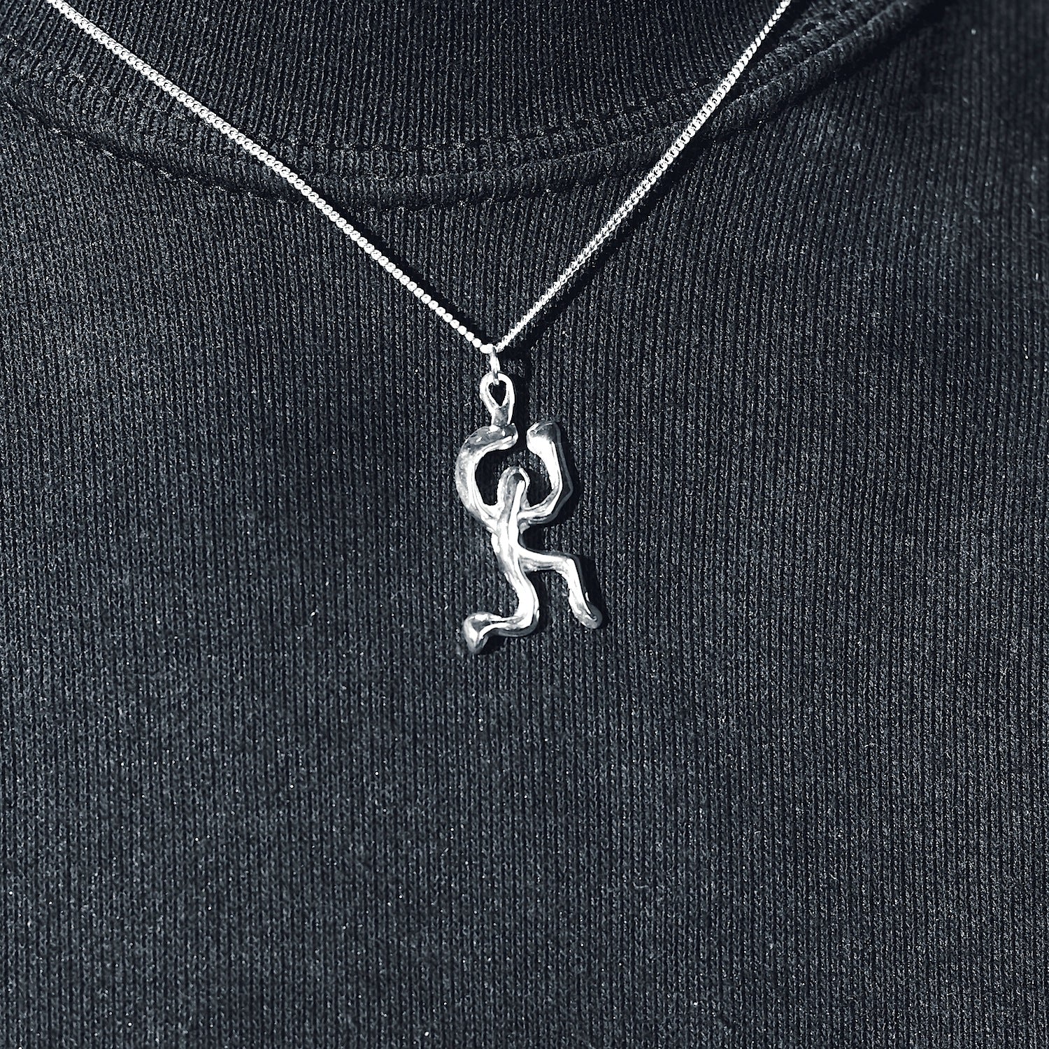 Silhouette "Hang In There" Charm - 925 Sterling Silver - Small Pendant
