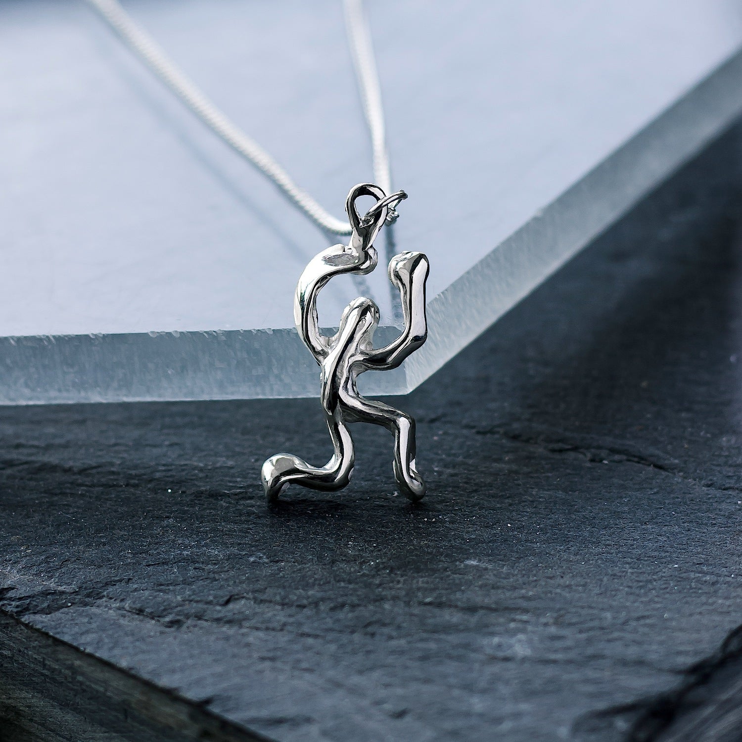 Silhouette "Hang In There" Charm - 925 Sterling Silver - Small Pendant