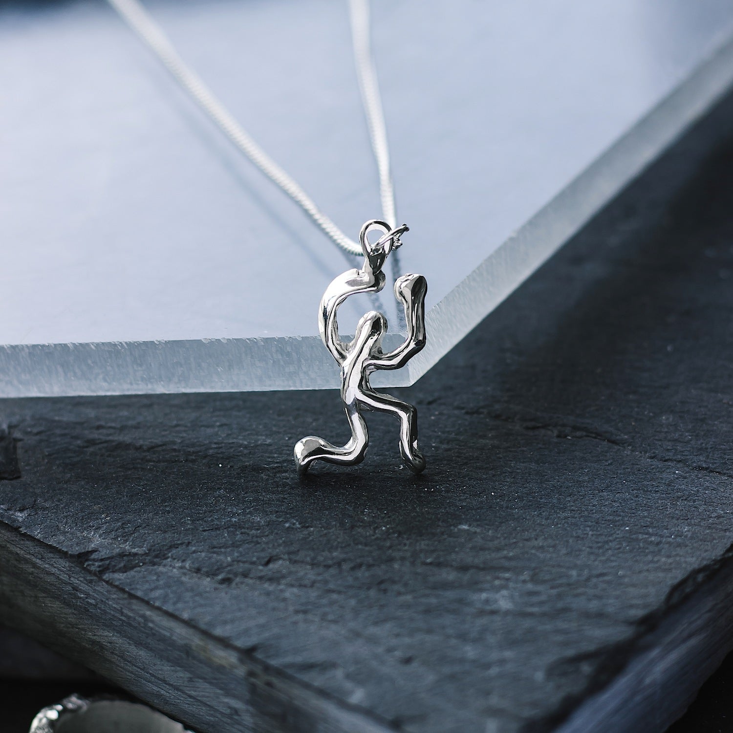Silhouette "Hang In There" Charm - 925 Sterling Silver - Small Pendant