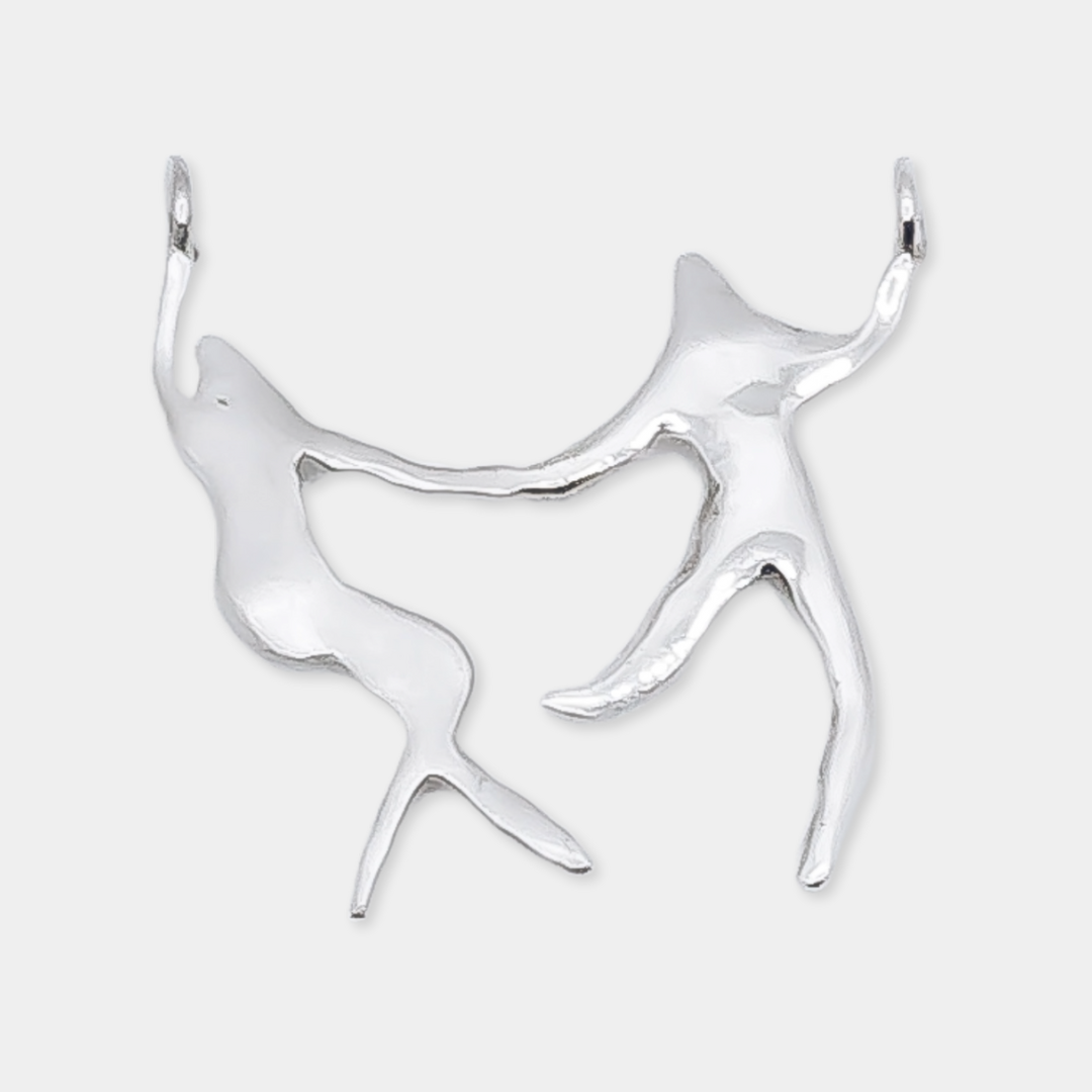 Silhouettes  Dancing 1 Charm - 925 Sterling Silver - Medium Pendant
