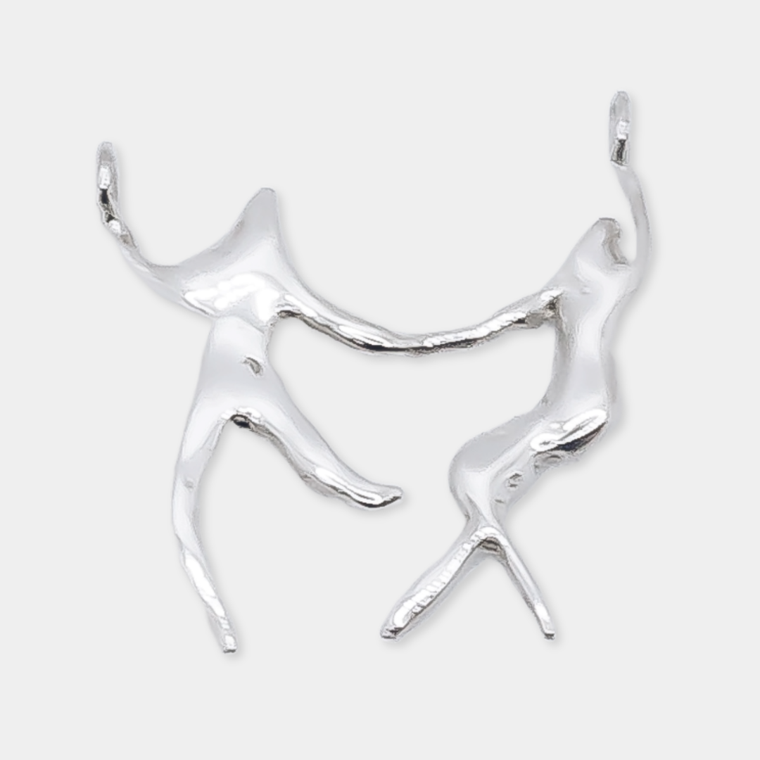 Silhouettes  Dancing 1 Charm - 925 Sterling Silver - Medium Pendant