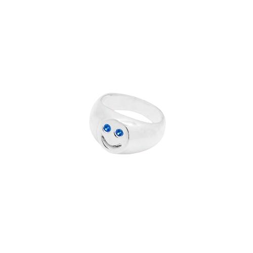 Smiley Face Gemstone Signet Ring