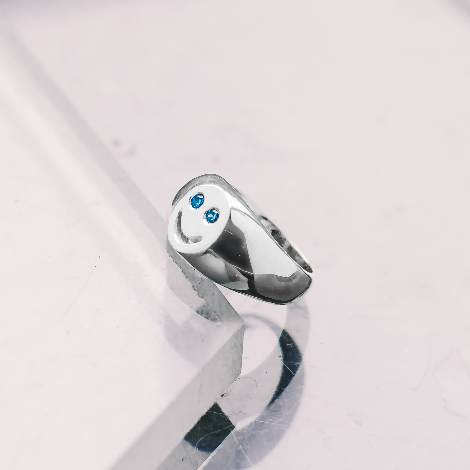 Smiley Face Gemstone Signet Ring