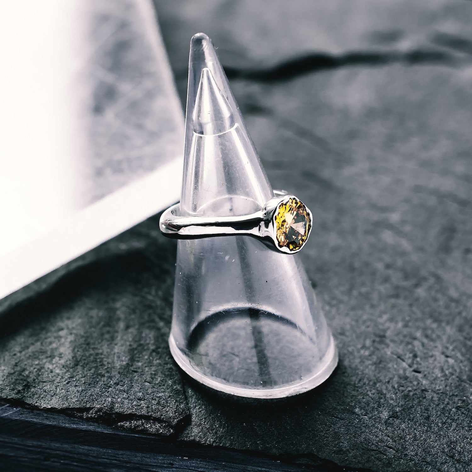 Solar Yellow Gemstone Cocktail Ring