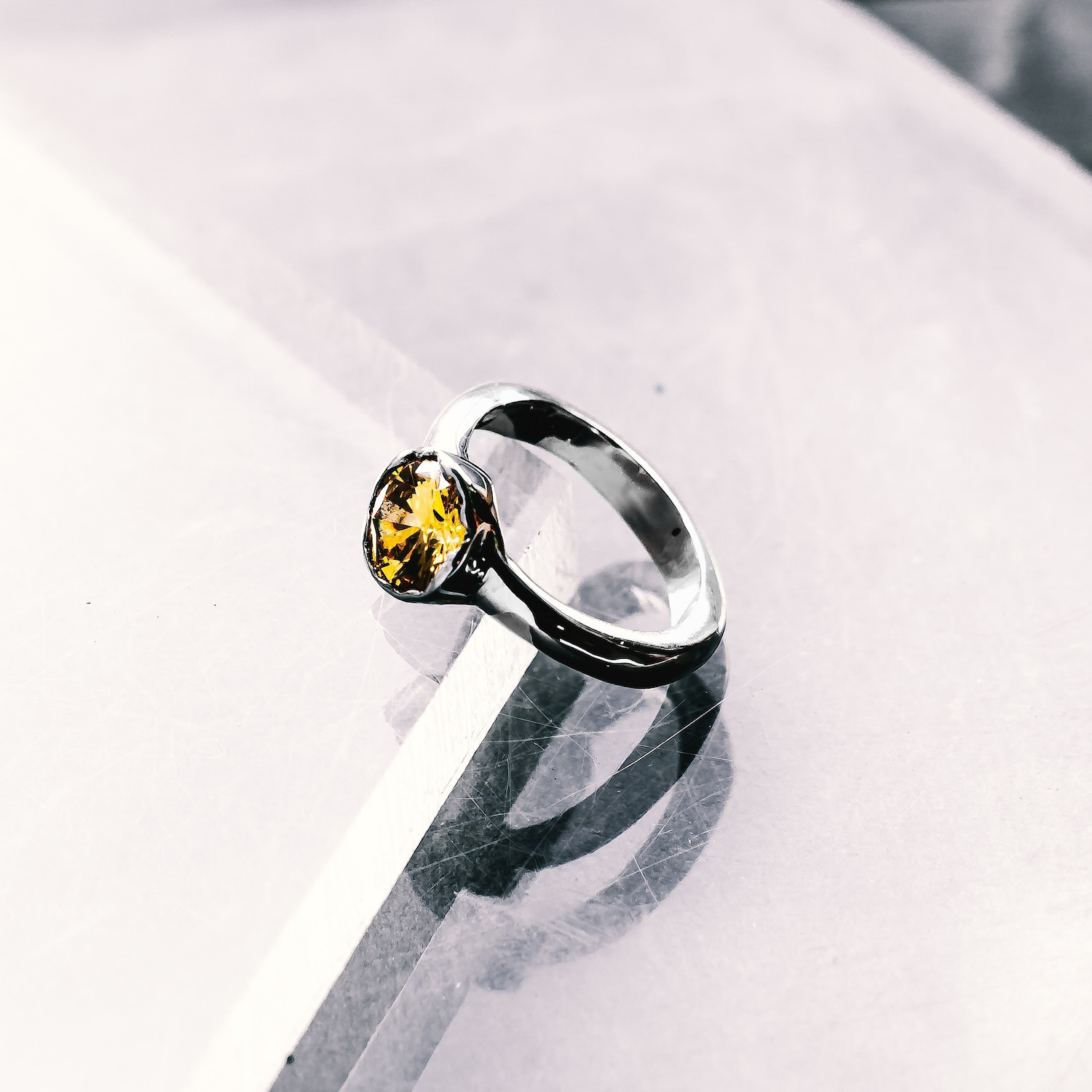 Solar Yellow Gemstone Cocktail Ring