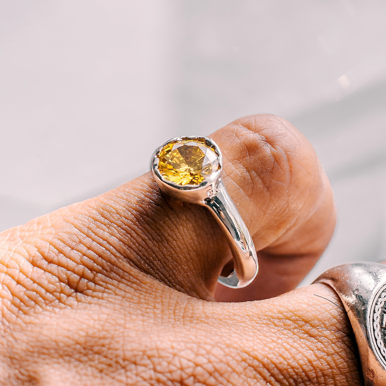 Solar Yellow Gemstone Cocktail Ring