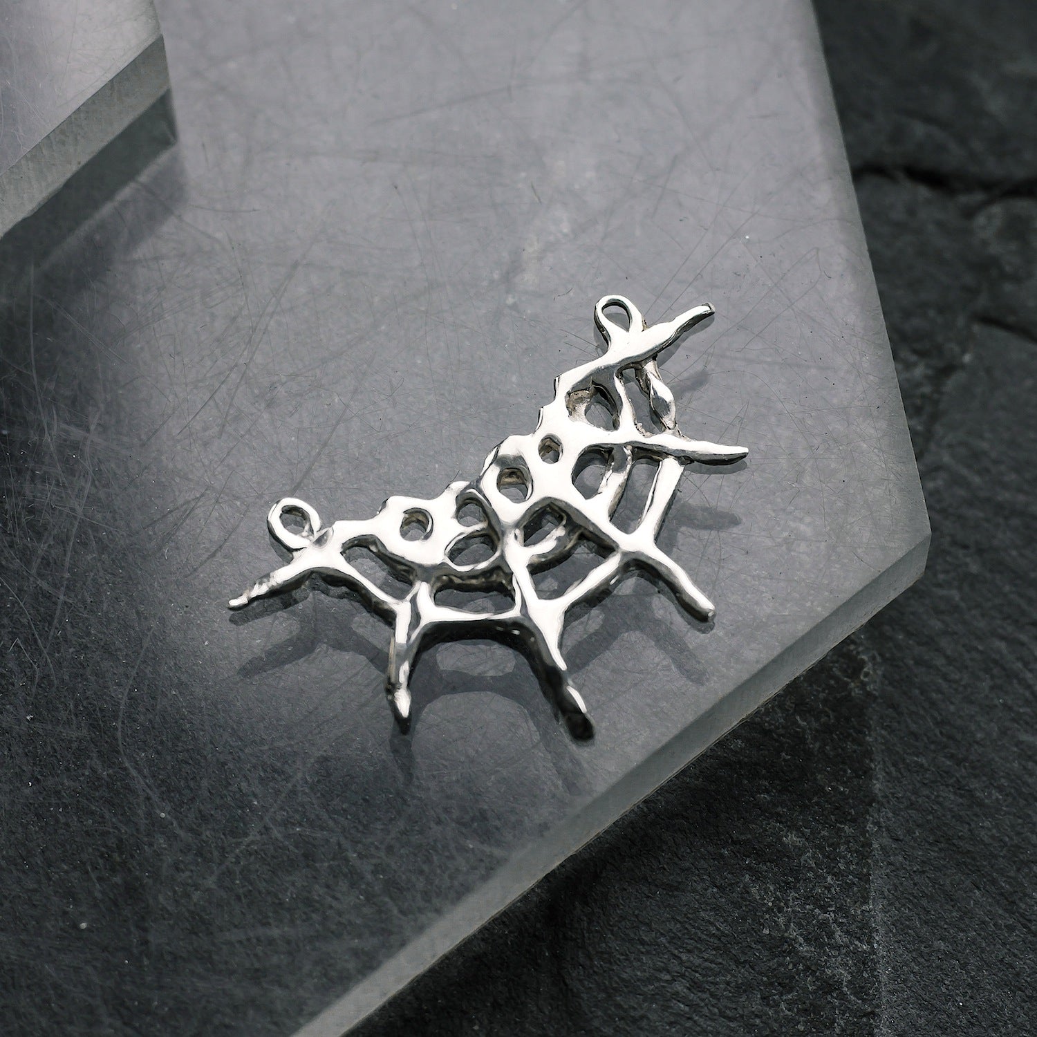 Spider Web Charm - 925 Sterling Silver - Medium Pendant