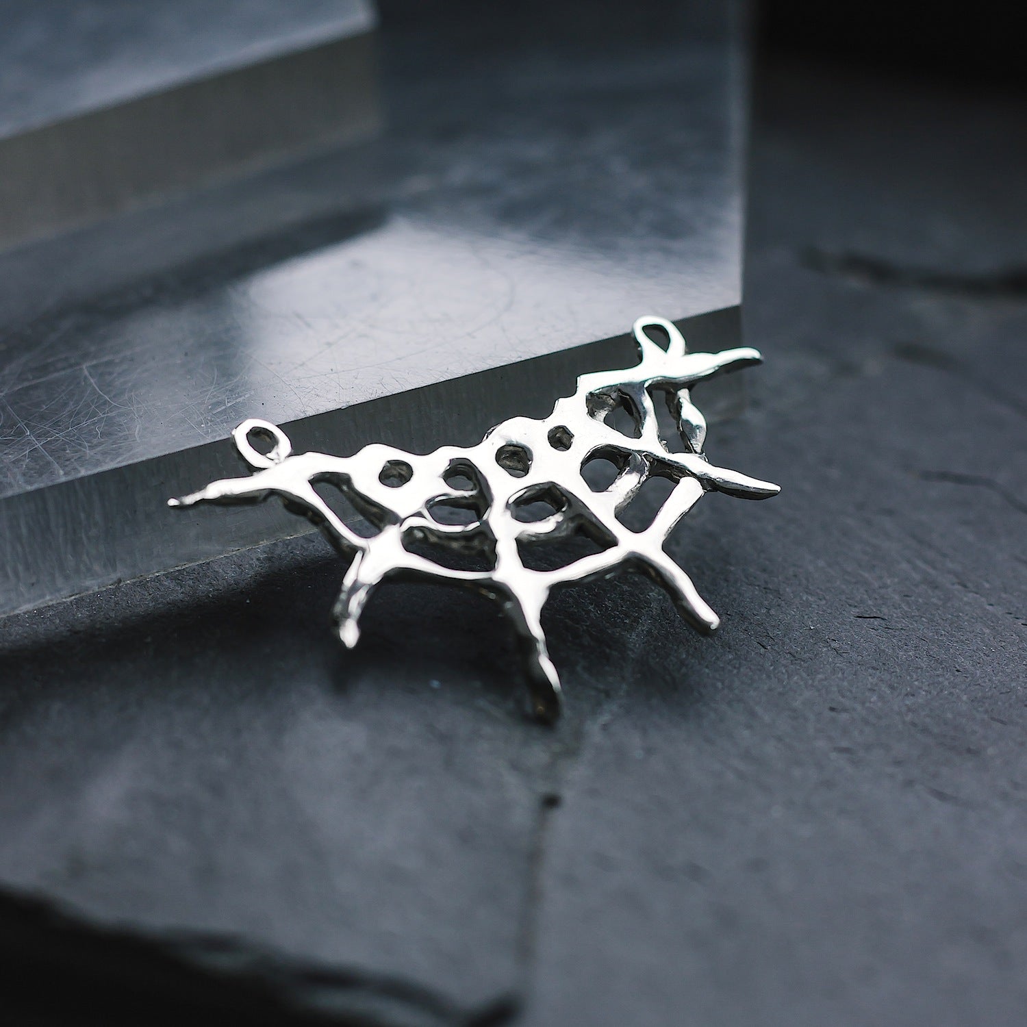 Spider Web Charm - 925 Sterling Silver - Medium Pendant