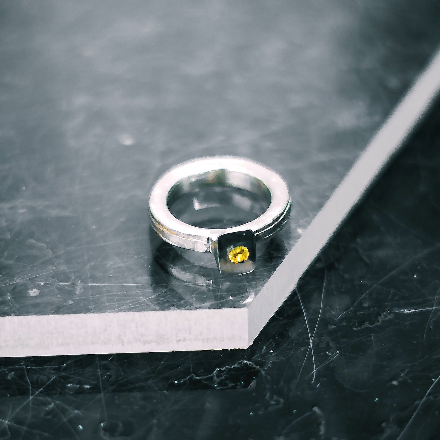 Cube Gemstone Ring - 925 Sterling Silver