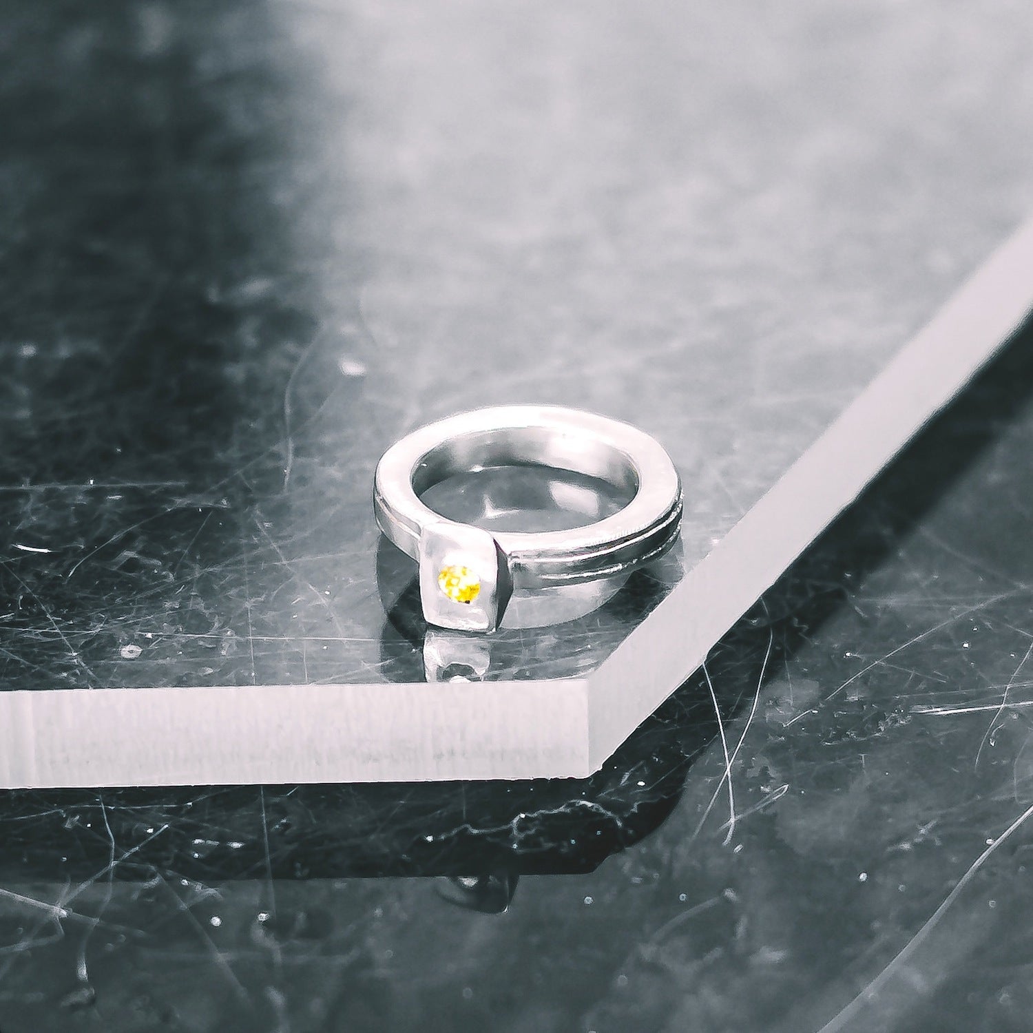 Cube Gemstone Ring - 925 Sterling Silver