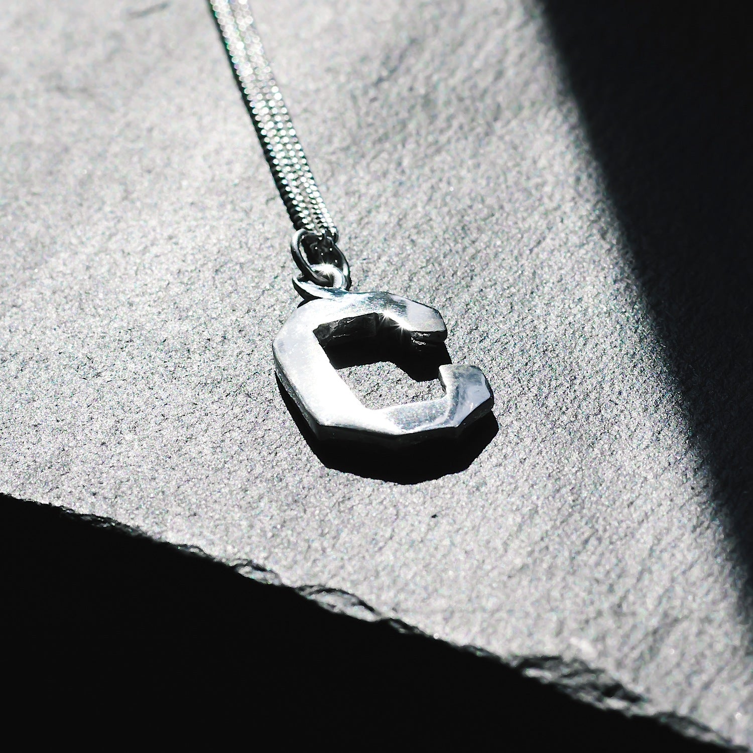 Initial 'Varsity' Letter "C" Charm Necklace - 925 Sterling Silver - Small - Customisable Pendant