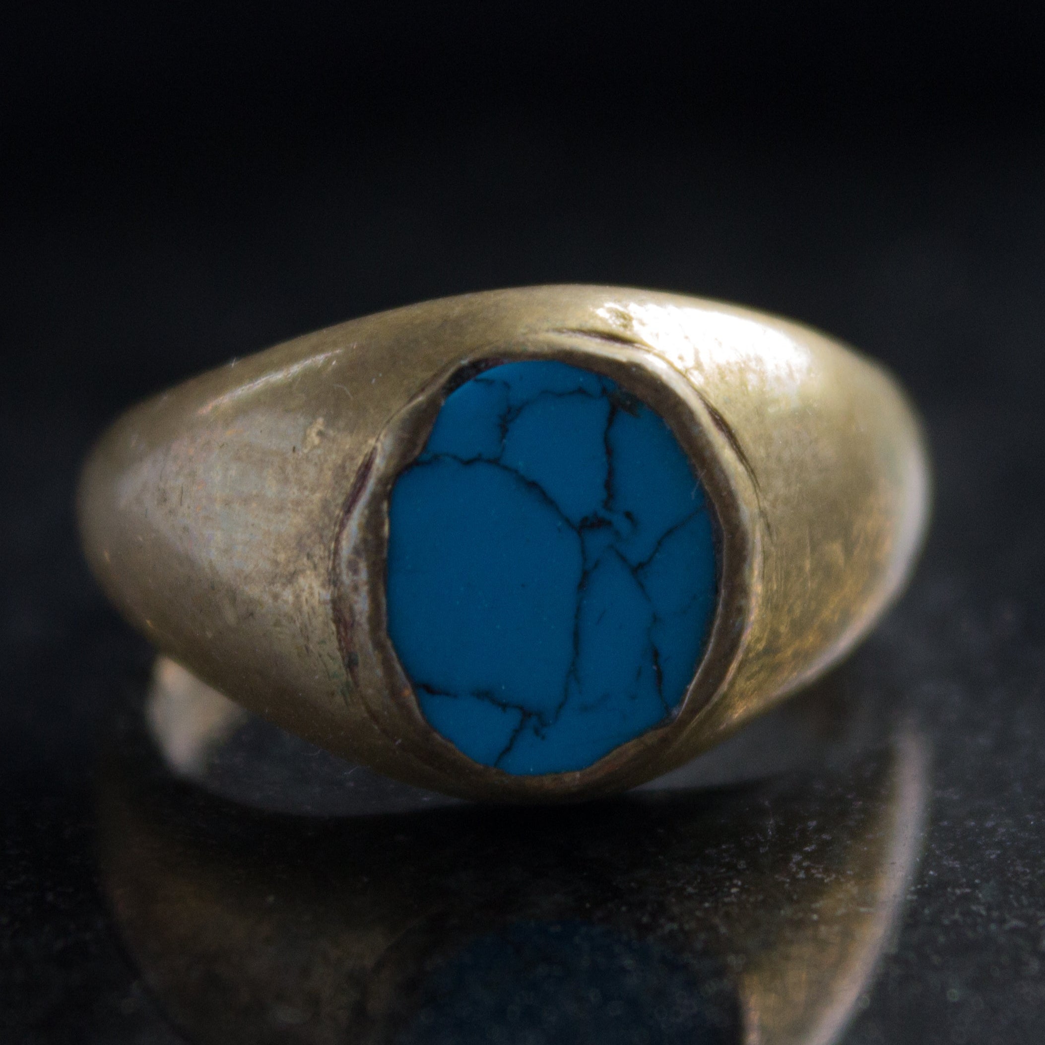 Quoise Turquoise Gemstone Ring – Handcrafted - 22k Gold Plated