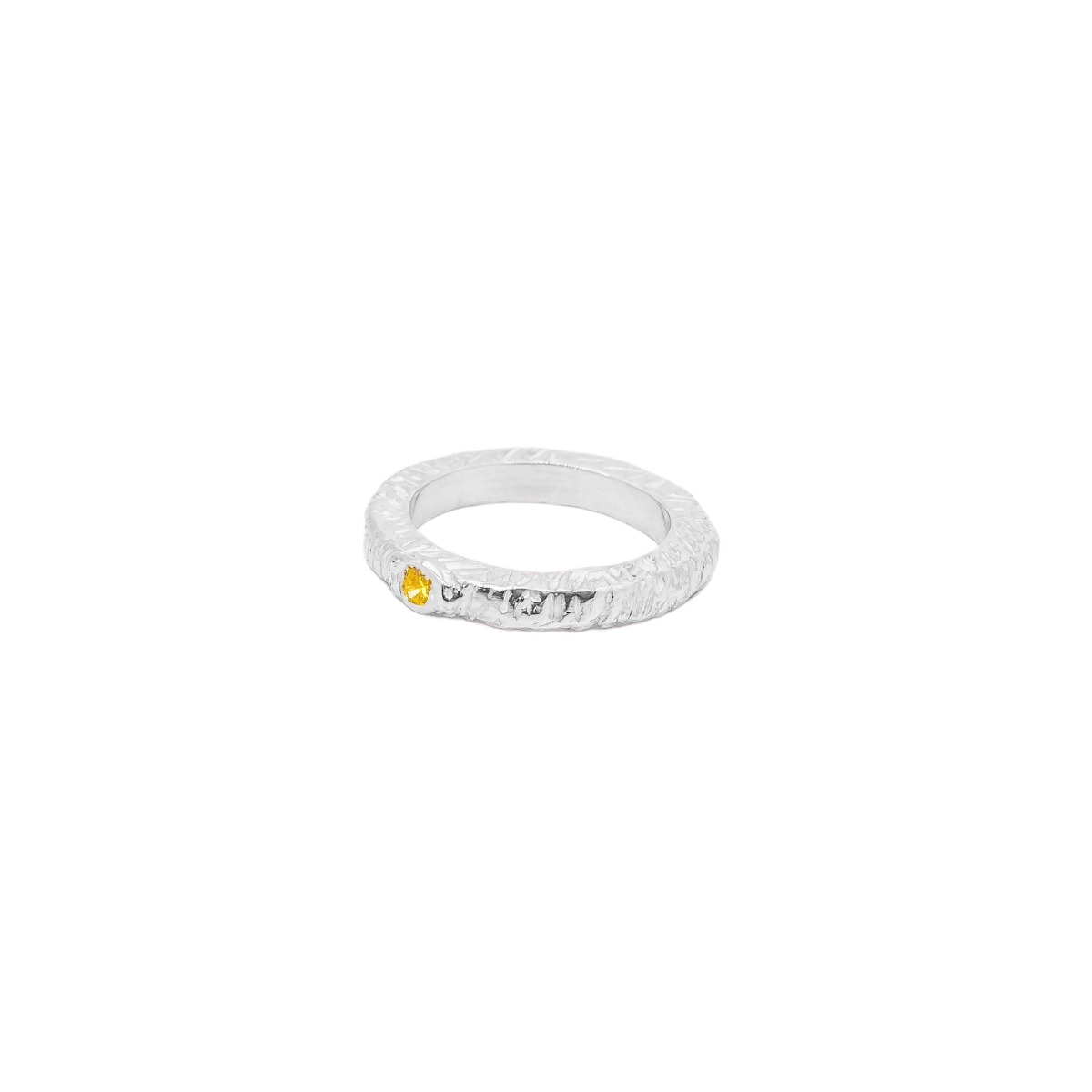 Thin Textured Band Gemstone Ring