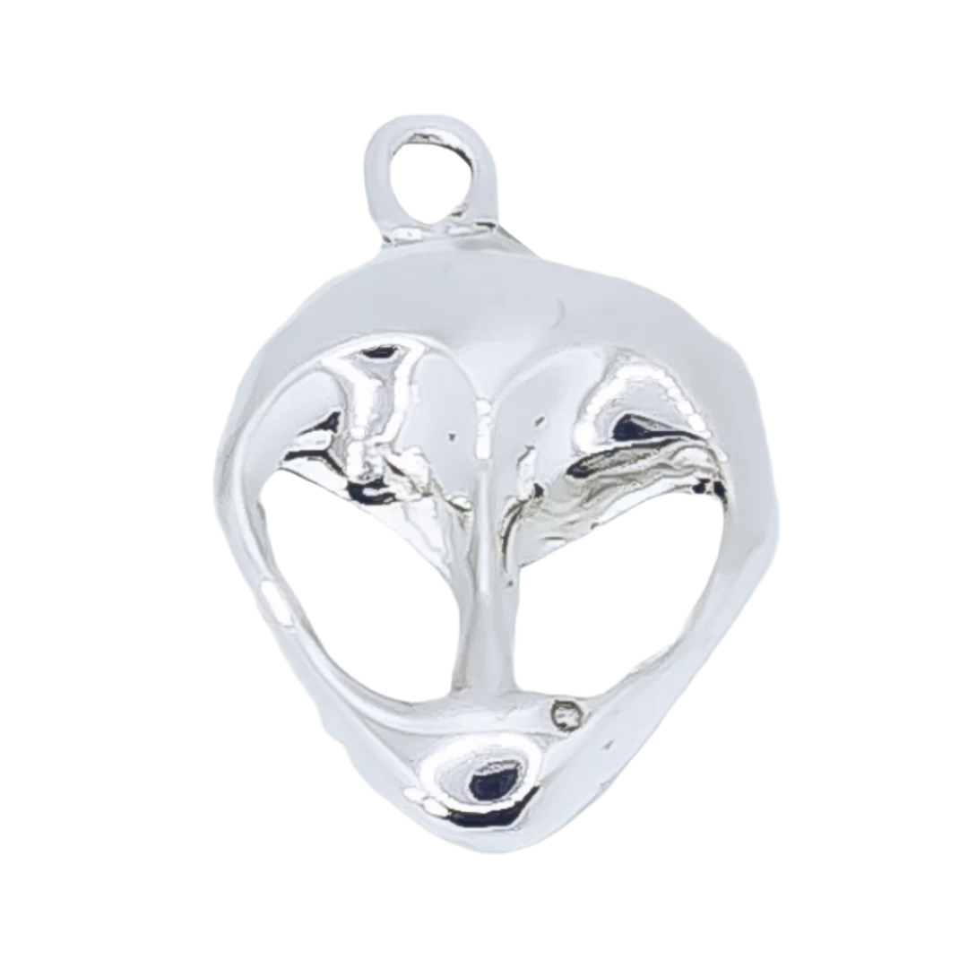 Alien UFO Charm - 925 Sterling Silver - Small Pendant