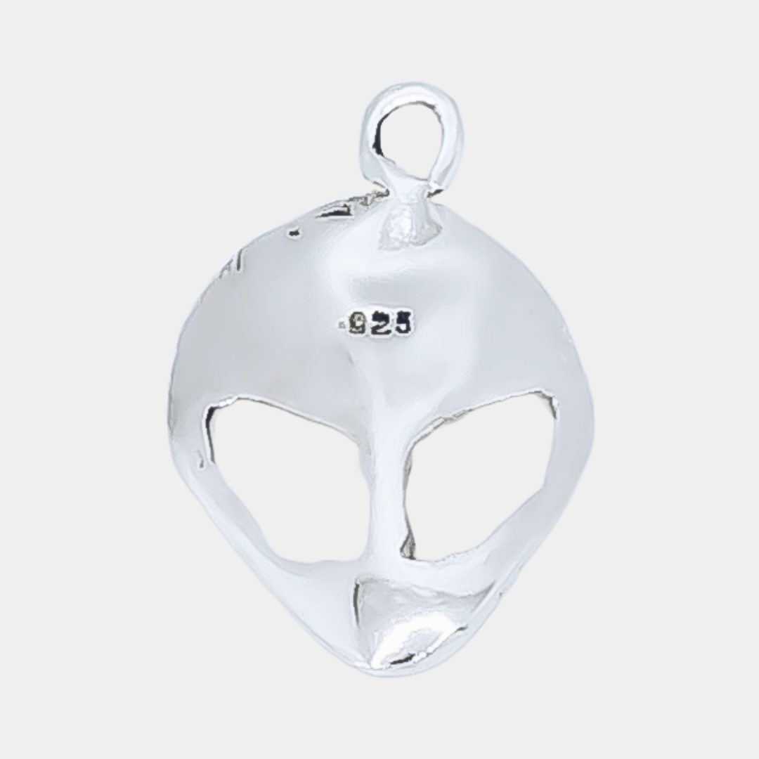 Alien UFO Charm - 925 Sterling Silver - Small Pendant