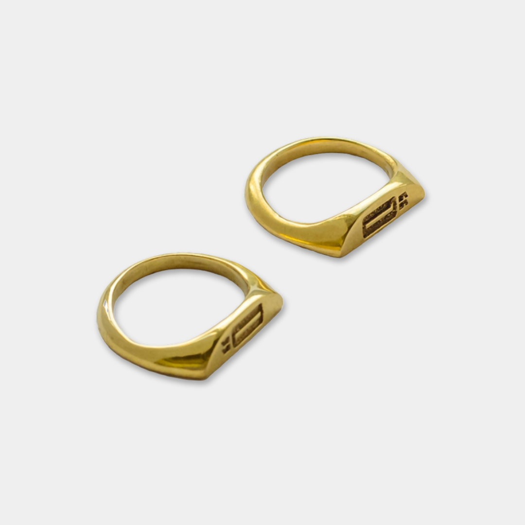 Unity Signet Ring Set - 22ct Gold Plated