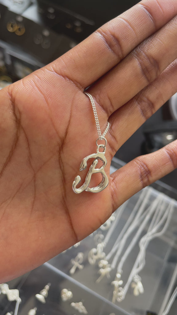 925 Sterling Silver Initial Letter B Charm Pendant – 1 Inch Silver Letter Charm For Necklace, Bracelet, Personalized Jewelry Gift