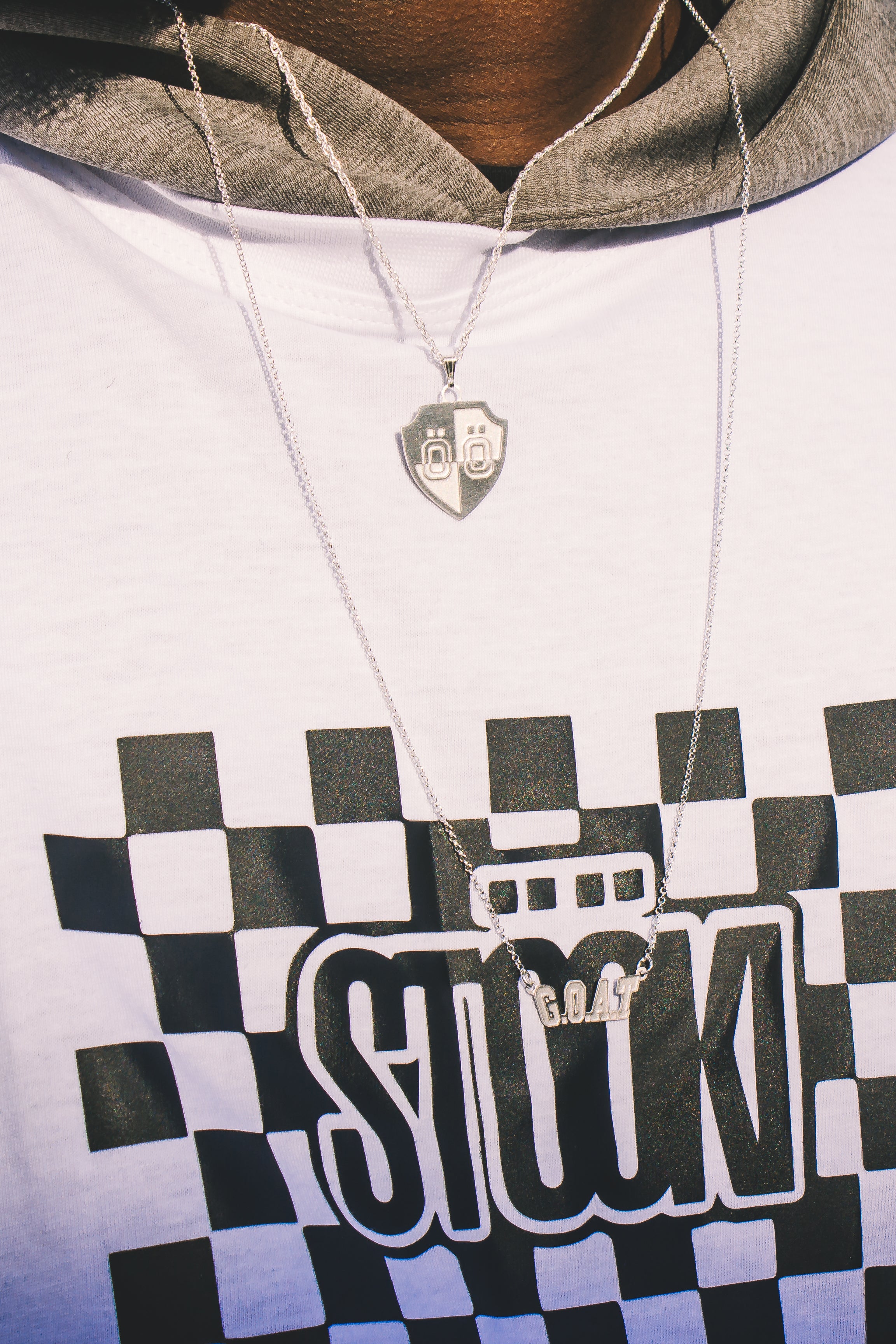 G.O.A.T Letterman Necklace - Silver