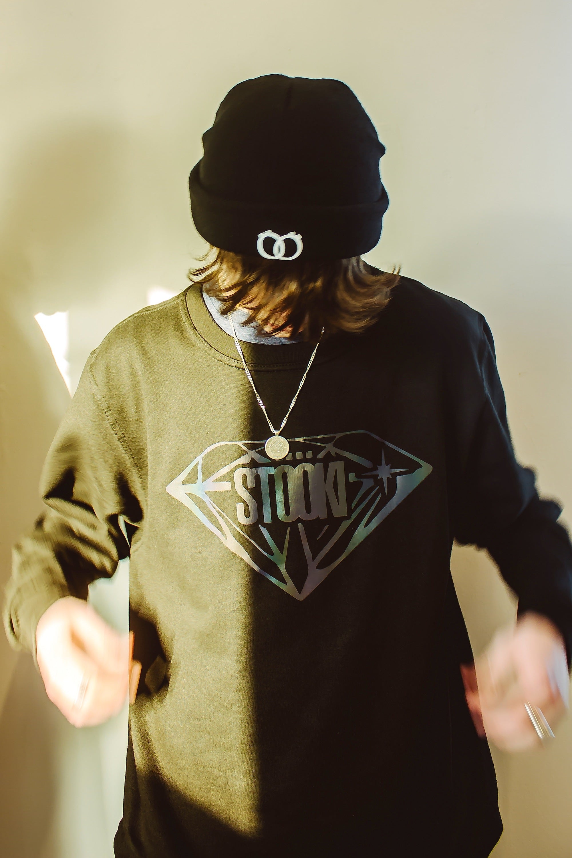 Diamond Legacy Sweatshirt (LARGE LOGO) - BLACK / REFLECTIVE