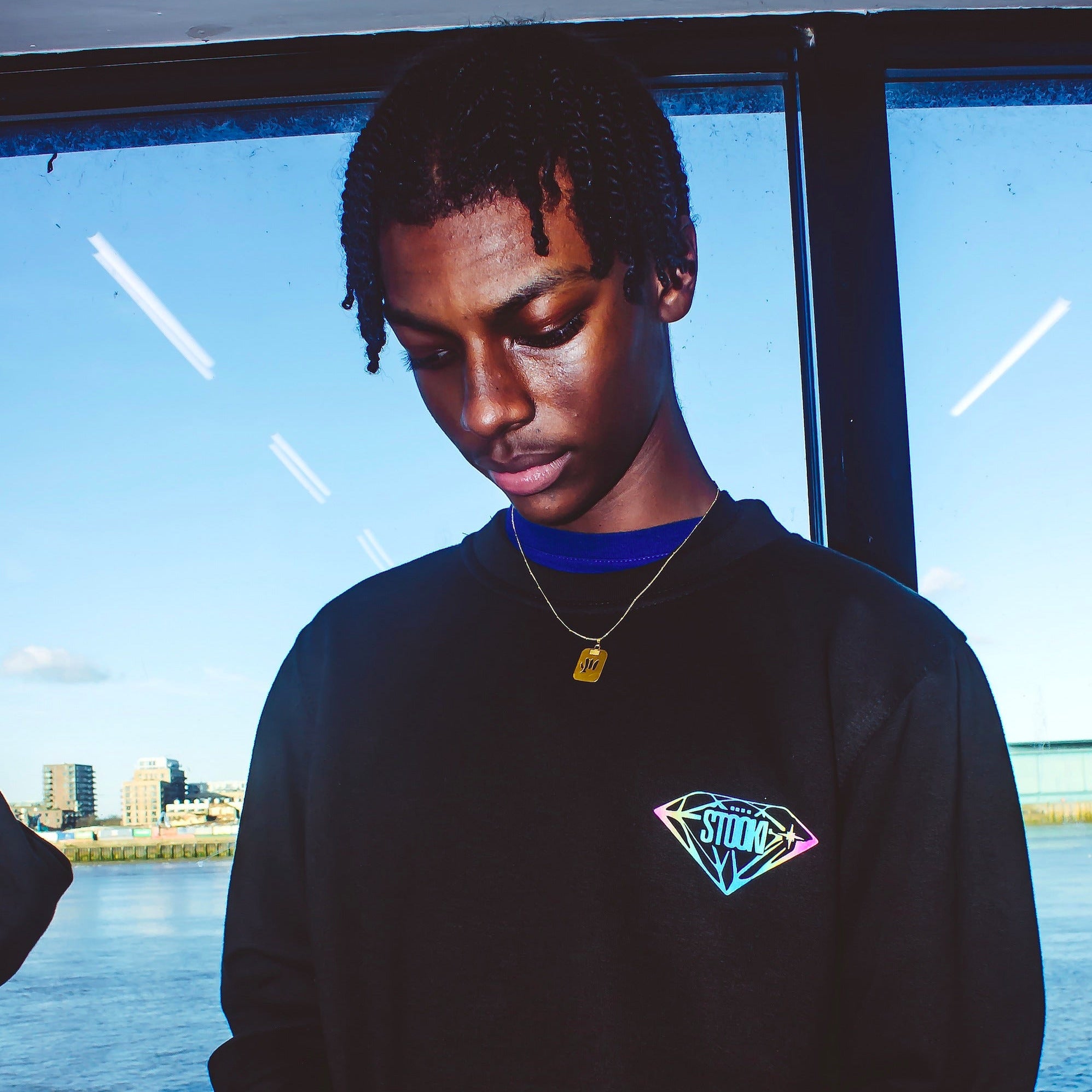 Diamond Legacy Sweatshirt (SMALL LOGO) - BLACK / REFLECTIVE